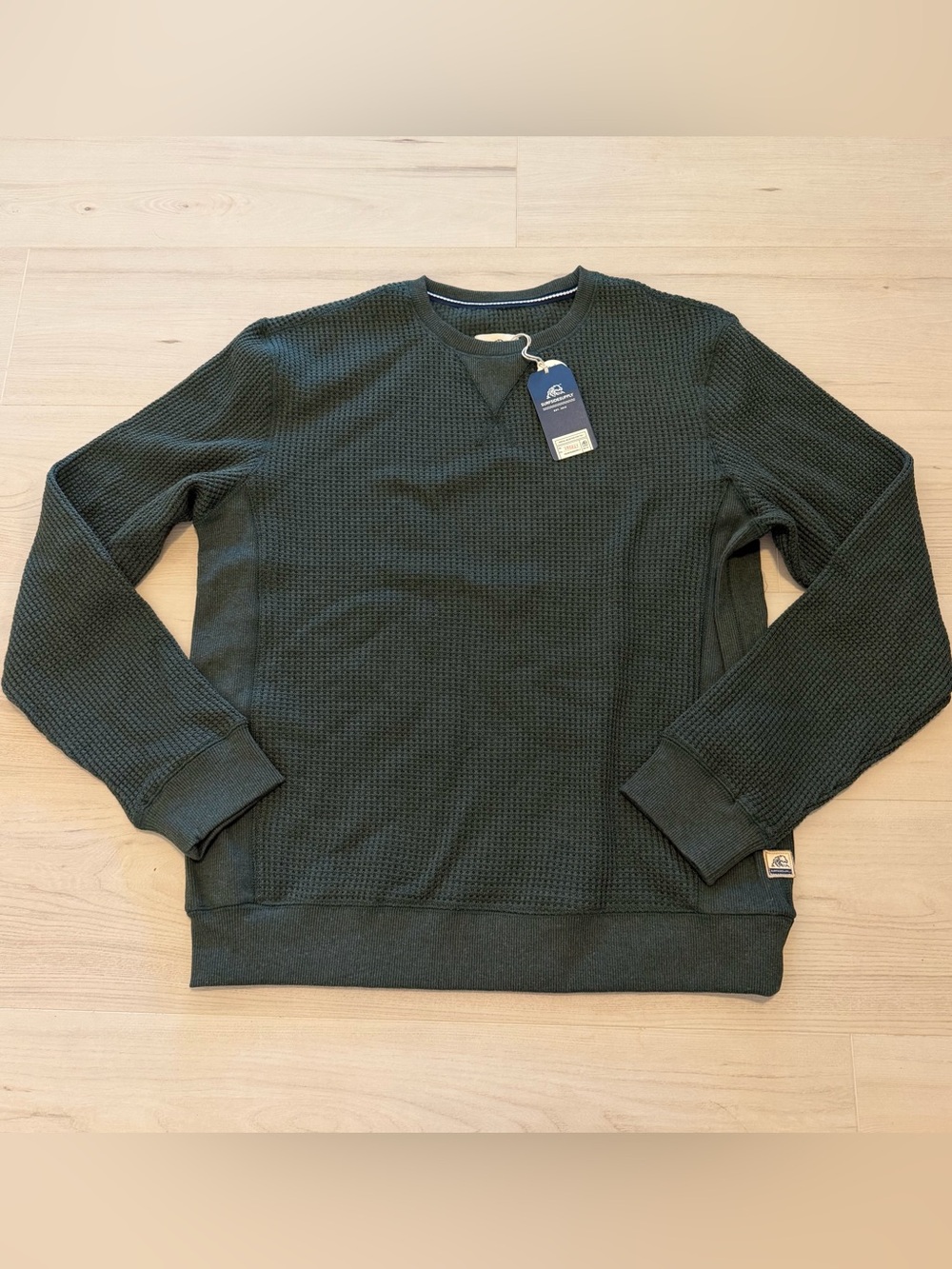Surfside Supply Forest Green Waffle Crewneck Long Sleeve NWT